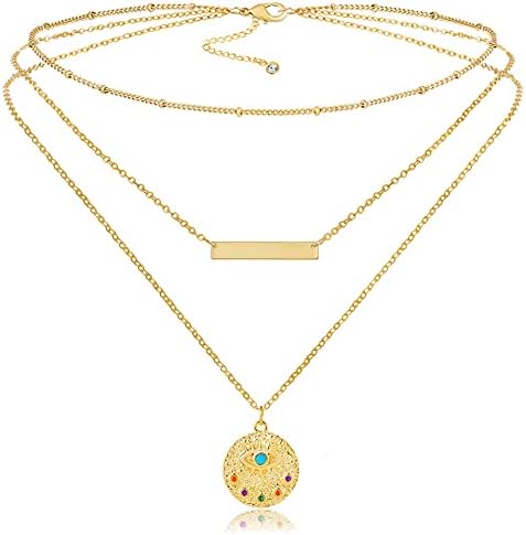 14K Gold Plated Layered Evil Eye Necklaces for Women