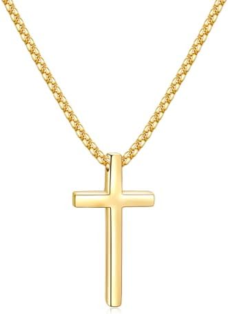 14k Gold Plated Mens Cross Necklaces