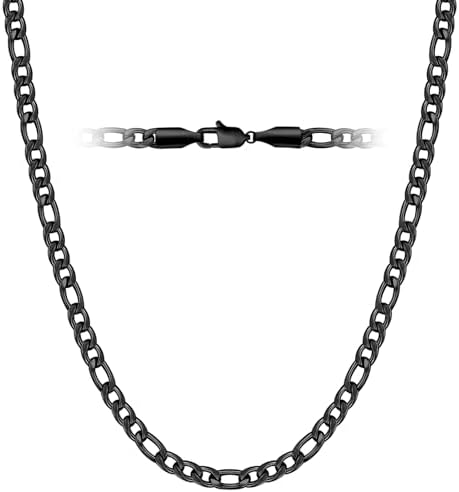 3.5mm Black Figaro Chain Necklace for Men, 16 Inch
