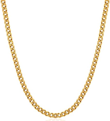 3.5mm Gold Chains for Men, 18K Gold Plated Mens Necklace Chains