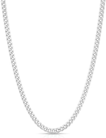 4mm Silver Colored Cuban Link Chains for Men, 20 Inch