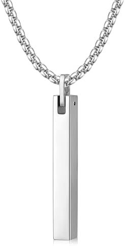 Pendant Necklace for Men, Rectangular Clasp 24Inch