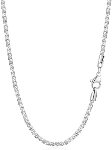 Silver Tone Chain Necklace for Men, 2.7mm Mens Silver Chain